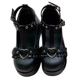 Niulatu Star Buckle Mary Janes Shoes Women Cross-tied Platform Shoes Patent Leather Girls Shoes Rivet Zapatos De Mujer DJSE
