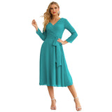 Niulatu Chiffon Bridesmaid Dress V-Back Waist Belt Formal Prom Gown Mother of The Bride Wedding HZ1007