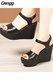 Niulatu 36 37 39 43 Woman Sexy Genuine Leather Ladies Summer Dress Shoe For Women 2025 Female Platform Wedge Heel Elegant Sandal DJSE