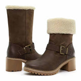 Niulatu Women Boots Warm Platform Fashion Boots Ladies Plush Shoes Buckle Strap Thick Sole Cowboy Boots Female Casual Boots Woman DJSE