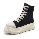 Niulatu Sneakers Women Round Toe Leisure Outwear Black Casual Shoes Platform Lace-Up Trainers Handmade Sapatos Feminina DJSE