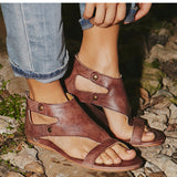 Niulatu Women Sandals Soft Leather Flat Sandals Shoes Women Plus Size Peep Toe Summer Sandals Casual Gladiator Beach Sandalias Mujer DJSE