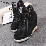 Niulatu Womens Sneakers with Platform Woman Shoe Luxury Wedge Heel Basket Autumn Winter Thick Fashion High Casual Running Low help DJSE