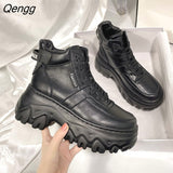 Niulatu Women's Sneakers Winter Platform Women's Shoes Chunky Sole Sneakers Height Increasing Women Boots Thick Sole Woman Spring Autumn DJSE