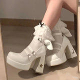 Niulatu Platform High Heels Pumps Women 2025 Spring Punk Thick Heel Mary Jane Lolita Shoes Woman Patent Leather Cosplay Shoes DJSE