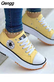 Niulatu Women Fashion Platform Low-top Women Single Shoes Thick-soled Candy Color Flats Female Canvas Shoes 2025 DJSE