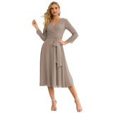 Niulatu Chiffon Bridesmaid Dress V-Back Waist Belt Formal Prom Gown Mother of The Bride Wedding HZ1007