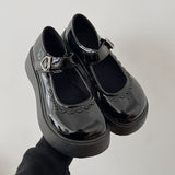 Niulatu Leather Platform Mary Janes Shoes Women Buckle Straps Thick Bottom Pumps for Woman Cute Round Toe Lolita Shoes DJSE