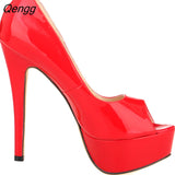 Niulatu leather 14cm women's shoes European and American fight color fish mouth fine with high heels young daily shoes DJSE