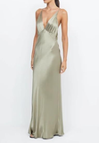 Niulatu V Neck Yellow Satin Evening Dress Long Prom Dress HZ1007