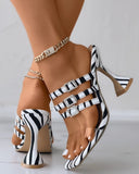 Niulatu Clear Strap Pyramid Heels Sandals Women Slip On Zebra Stripe Mules High Heels Shoes Summer Party Dress Shoes DJSE