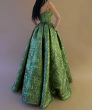 Niulatu Spaghetti Straps Green Prom Dress Long Prom Dresses HZ0113