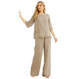 Niulatu Chiffon Mother of The Bride Dress Plus Size Pant Suits Ruffle HZ1007