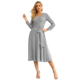Niulatu Chiffon Bridesmaid Dress V-Back Waist Belt Formal Prom Gown Mother of The Bride Wedding HZ1007