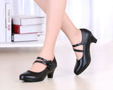 Niulatu Leather Black OL Work Shoes Women Low Heels Pumps 2025 Spring New Lady Casual Shoes Flower Pumps For Womens DJSE