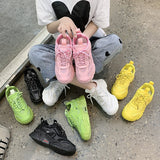 Niulatu Spring Autumn Platform Sneakers Women Casual Lace Up Thick Bottom Walking Shoes Woman Non Slip Yellow Sneakers Mujer DJSE