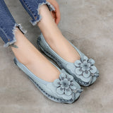 Niulatu 2025 Soft Genuine Leather Flat Shoes Women Flats with Flowers Ladies Shoes Women Designers Loafers Slip On DJSE