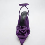 Niulatu Floral Pumps with Pointed Toe and Stiletto Slingback Strap Chunky Heels Party Prom Shoes Women DJSE