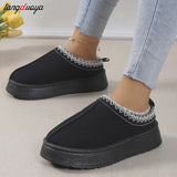 Niulatu Women 2025 New Fur Short Plush Flip Flops Platform Slippers Winter Shoes Casual Home Cotton Shoes Warm Flats Boots Mules Zapatos DJSE