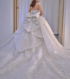 Niulatu Ball Gown Strapless Beaded Sequin Prom Dress Wedding Dress with Butterfly HZ0113