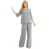 Niulatu Chiffon Mother of The Bride Dress Plus Size Pant Suits Ruffle HZ1007