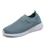 Niulatu to college Women Crystal Sneakers 2025 Woman Flat Mesh Loafer Women's Comfort Vulcanized Ladies White Casual Shoes Trainers Basket Female DJSE