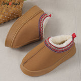 Niulatu Women 2025 New Fur Short Plush Flip Flops Platform Slippers Winter Shoes Casual Home Cotton Shoes Warm Flats Boots Mules Zapatos DJSE