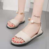 Niulatu Women's Casual Slippers Round Buckle Solid Flat Sandals Fashion Square Toe Comfortable Beach Shoes Plus Size Chinelo Nuvem DJSE