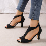 Niulatu Women 2025 New Simple Back Zipper Fishmouth High Heels Women Shoes Summer Fashion Stiletto Women Sandals DJSE