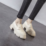 Niulatu Fashion Loafers Shoes For Women 2025 Spring New Designed British Style Cowhide Solid Color Platform Thicken Heel Shoes DJSE