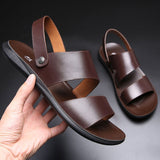 Niulatu Men Sandals Leather New 2025 Fashion Vintage Men Shoes High Quality Soft Comfort Casual Flats Beach Male Slippers DJSE