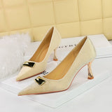 Niulatu Spring New Brand Women Slipper Fashion Big Rivet Ladies Elegant Sandal Thin High Heel Pointed Toe Mules Shoes DJSE