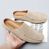Niulatu Casual Designer Slippers Men Half Shoes Brand Suede Leather Mens Casual Shoes Loafers Breathable Summer Mules Man Slides DJSE