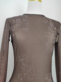 Niulatu Sheath Scoop Long Sleeves Ombre Brown Party Dress Holiday Birthday Dresses For Women SD364