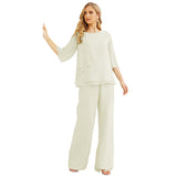 Niulatu Chiffon Mother of The Bride Dress Plus Size Pant Suits Ruffle HZ1007