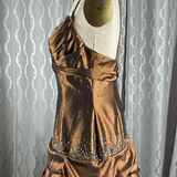 Niulatu Satin Beaded Ruched Evening Dress Memaid Prom Dress HZ1007