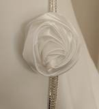 Niulatu A line Strapless Satin White Flowers Vacation Dress Women Short Dresses SD126