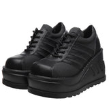 Niulatu Hot Sale Big Size 43 Round Toe Platform Wedges Women's sneakers Lace Up Design Casual Cute Punk Goth Women's Shoes DJSE