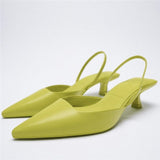 Niulatu Women's Pumps Fashion Pointed Slingback Female Stiletto Elegant Colorful Shallow Mouth Ladies Prom Shoes DJSE