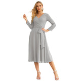 Niulatu Chiffon Bridesmaid Dress V-Back Waist Belt Formal Prom Gown Mother of The Bride Wedding HZ1007