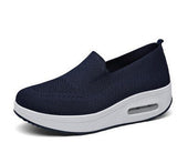 Niulatu Women Flat Platform Shoes Sneakers Round Toe Slip-on Flat Bottom Wedge Walking Shoes Solid 2025 Summer Breathable Casual Mesh PU DJSE