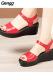 Niulatu 36 37 39 43 Woman Sexy Genuine Leather Ladies Summer Dress Shoe For Women 2025 Female Platform Wedge Heel Elegant Sandal DJSE