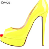 Niulatu leather 14cm women's shoes European and American fight color fish mouth fine with high heels young daily shoes DJSE