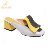 Niulatu white slippers for woman 5cm middle heel shoes ladies colorful outdoor slipper 2025 summer FT1072 DJSE