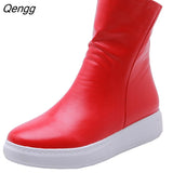 Niulatu Autumn Platform Boots Women Ankle Boots Casual Flat Short Boots Casual Shoes Sneakers Black White Red DJSE