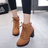 Niulatu 2025 New Women Shoes Lace Up Ankle Boots Zapatos Mujer Fashion High Heels Ladies Casual Spring Pumps Platform Heel 42 DJSE