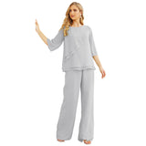 Niulatu Chiffon Mother of The Bride Dress Plus Size Pant Suits Ruffle HZ1007