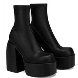 Niulatu Women Fashion High Platform Shaped High Heel Boots Chunky Heels Zipper Designer Shoes 44 Platform Shoes Women Shoes DJSE