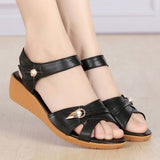 Niulatu Summer Sandals for Women Wedge Mid Heel Flat Designer Aged Shoes Slipper DJSE