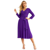Niulatu Chiffon Bridesmaid Dress V-Back Waist Belt Formal Prom Gown Mother of The Bride Wedding HZ1007